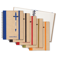 recycled journal combos with blue, black, red, green and orange accents