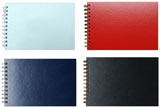 white, red, navy blue and black leatherette wire-o autograph covers