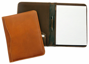 tan and brown buffalo leather writing pad holder