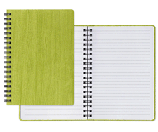 lime green wood textured twin wire notebook