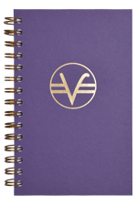 personalized journal with gold hot foil imprinting on purple board
