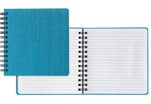 teal blue wood grain textured notebook