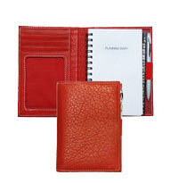 inside and outside views of red leather mini journals