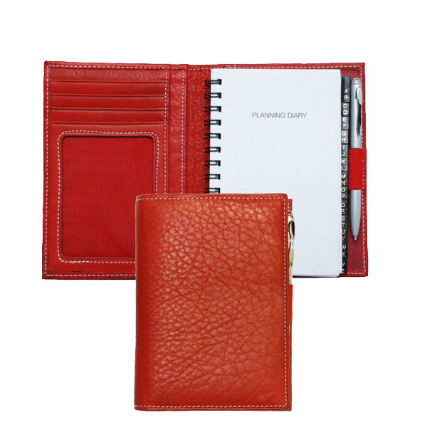 3-Ring Refill Dimensions: 5-3/8 x 8-1/2 Zip-around Leather Agenda