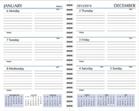 wirebound weekly calendar insert pages