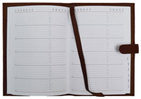 tabbed casebound address book with British tan leather cover