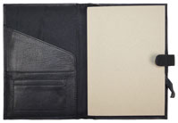 black leather journal with casebound insert