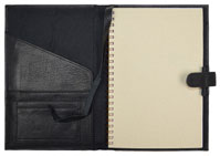 black leather journal with wirebound insert