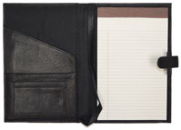 black leather journal with ivory writing pad