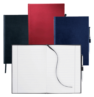 blue, black and red large casebound ultrahyde journals