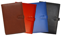 british tan, red, blue, black leather padfolios