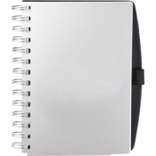metallic silver finish wirebound journal with pen loop