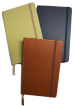 Tan, navy blue, terracotta soft textured faux leather journals