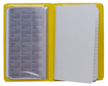 yellow heat sealed vinyl waterproof tally book with clear inserts