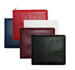 zippered vinyl autograph books with black, white, red, blue and Burgundy covers